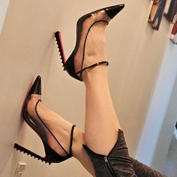 NIB CHRISTIAN LOUBOUTIN DEBOUT CONDORAPIK 100 VINYL & BLK PATENT PUMP- SIZE 40 - Picture 12 of 13